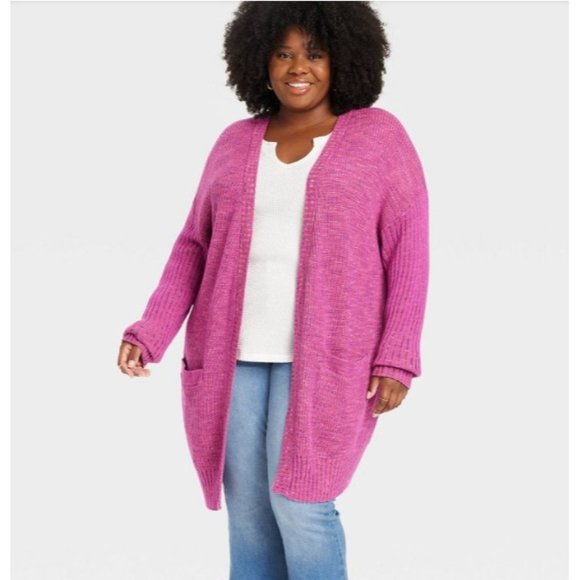 Knox Rose | Sweaters | Knox Rose Womens Size 2x Raspberry Marled Open Front  Long Sleeve Cardigan | Poshmark